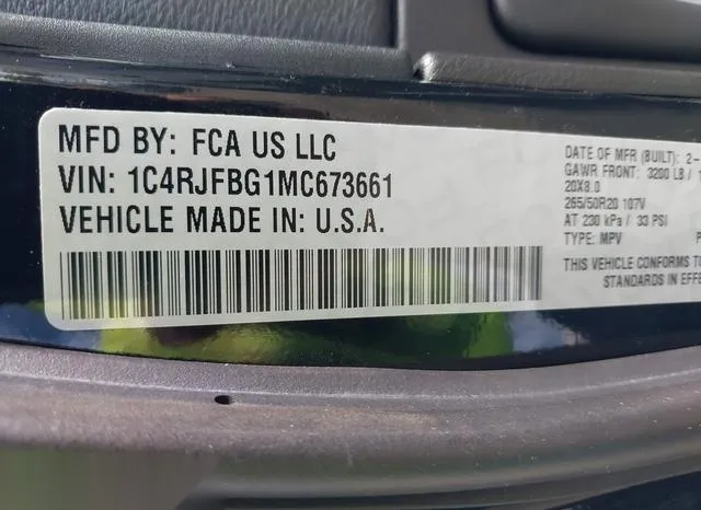 1C4RJFBG1MC673661 2021 2021 Jeep Grand Cherokee- Limited X 4X4 9