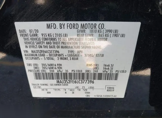 MAJ3S2FE6LC377396 2020 2020 Ford Ecosport- S 9