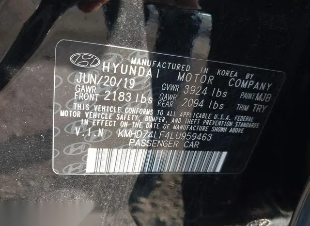 KMHD74LF4LU959463 2020 2020 Hyundai Elantra- SE 9