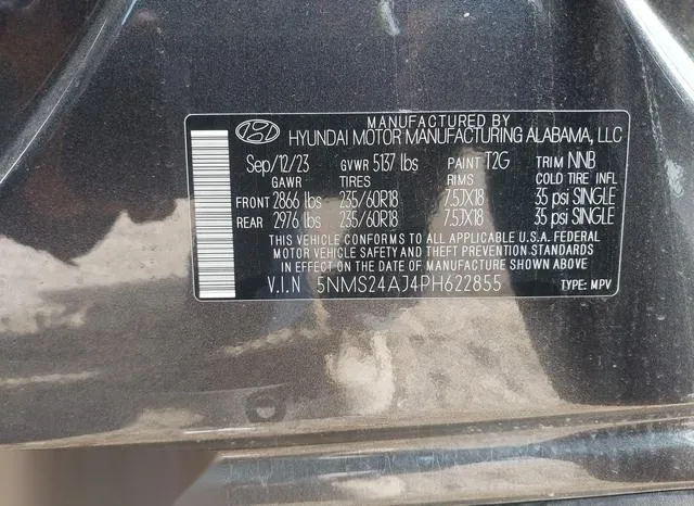 5NMS24AJ4PH622855 2023 2023 Hyundai Santa Fe- Sel 9