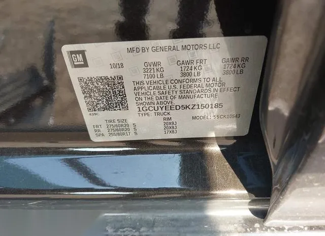 1GCUYEED5KZ150185 2019 2019 Chevrolet Silverado 1500- Rst 9