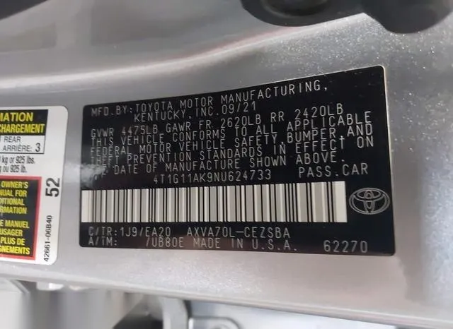 4T1G11AK9NU624733 2022 2022 Toyota Camry- SE 9