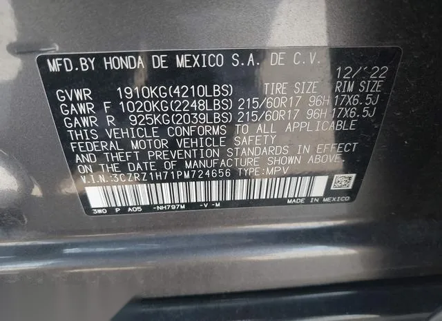 3CZRZ1H71PM724656 2023 2023 Honda HR-V- 2Wd Ex-L 9