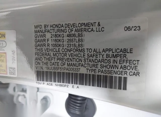 19UUB5F51PA005337 2023 2023 Acura TLX- A-Spec Package 9