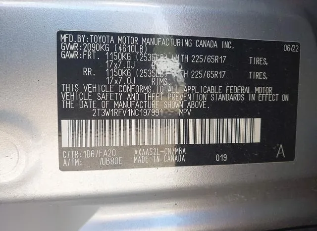 2T3W1RFV1NC197991 2022 2022 Toyota RAV4- Xle 9