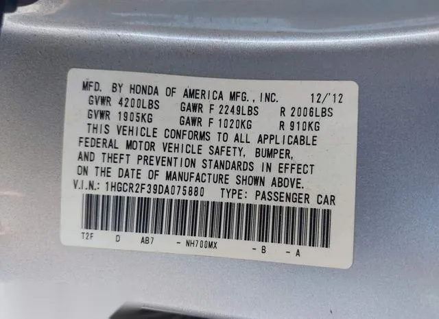 1HGCR2F39DA075880 2013 2013 Honda Accord- LX 9