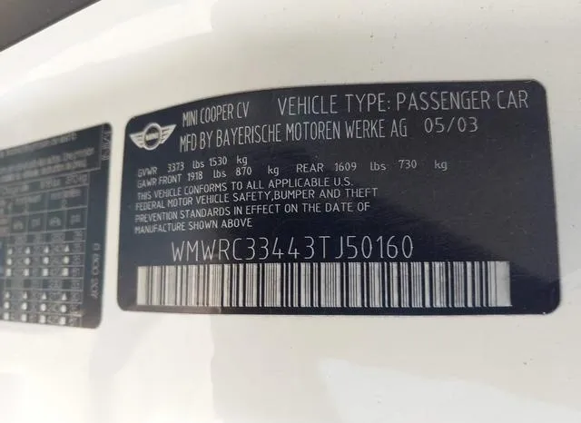 WMWRC33443TJ50160 2003 2003 Mini Cooper 9