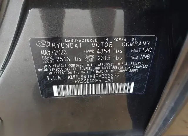 KMHL64JA4PA322277 2023 2023 Hyundai Sonata- Sel 9