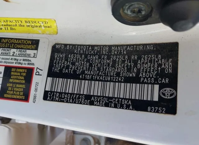 4T1BF1FK4EU812242 2014 2014 Toyota Camry- SE 9