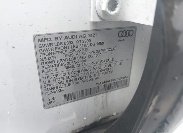 WA1AJAF75MD035914 2021 2021 Audi Q7- Premium 45 Tfsi Quattr 9