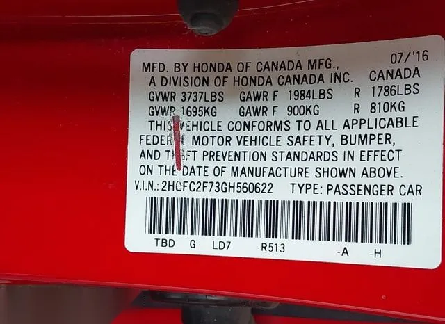 2HGFC2F73GH560622 2016 2016 Honda Civic- EX 9