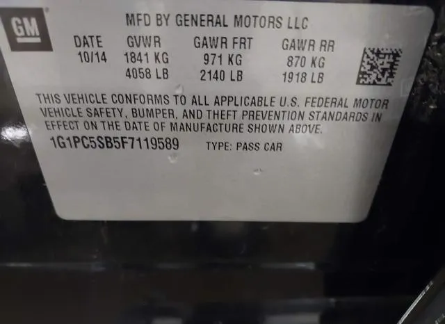 1G1PC5SB5F7119589 2015 2015 Chevrolet Cruze- 1Lt Auto 9