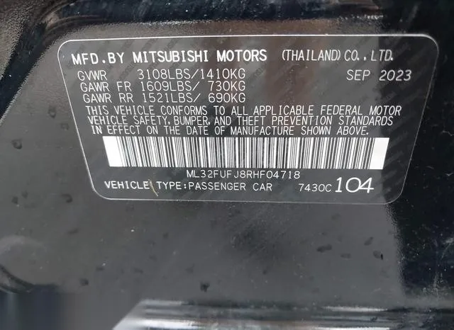 ML32FUFJ8RHF04718 2024 2024 Mitsubishi Mirage- G4 ES 9