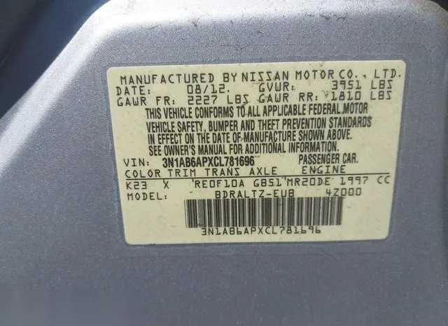 3N1AB6APXCL781696 2012 2012 Nissan Sentra- 2-0 S 9