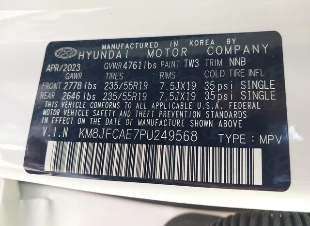 KM8JFCAE7PU249568 2023 2023 Hyundai Tucson- N Line 9