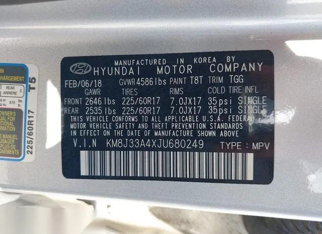 KM8J33A4XJU680249 2018 2018 Hyundai Tucson- Sel 9