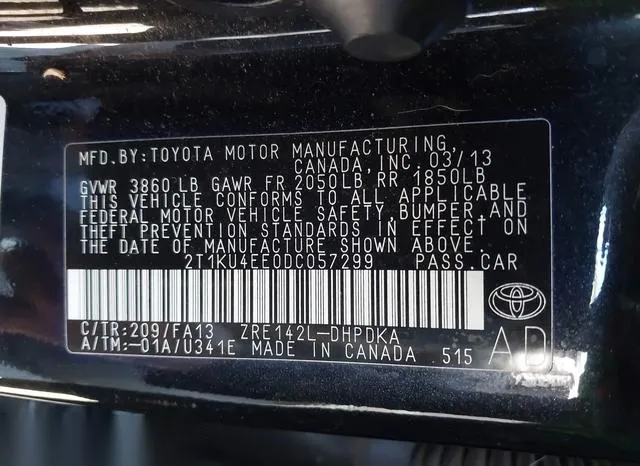 2T1KU4EE0DC057299 2013 2013 Toyota Matrix- L 9