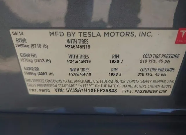 5YJSA1H1XEFP36848 2014 2014 Tesla Model S- P85 9