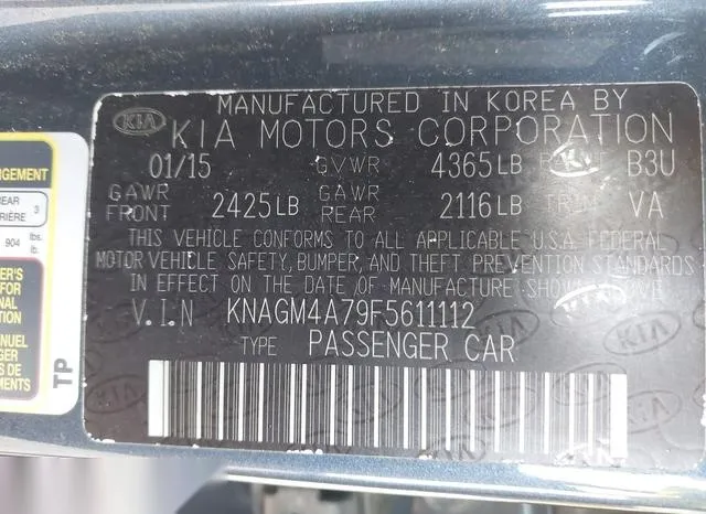 KNAGM4A79F5611112 2015 2015 KIA Optima- LX 9