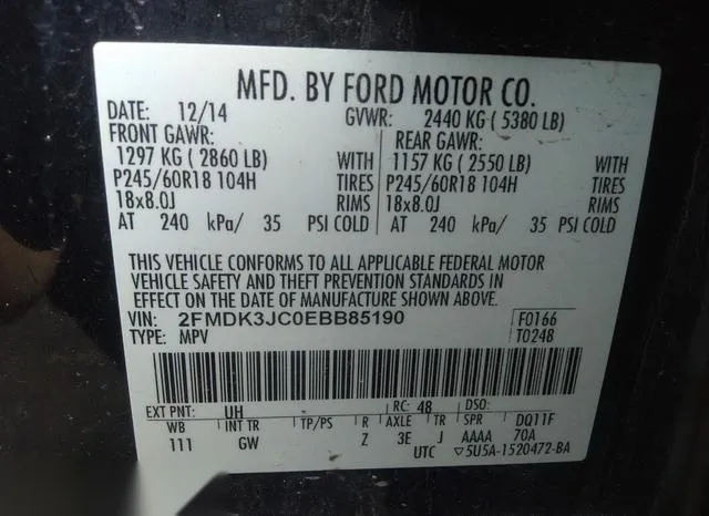 2FMDK3JC0EBB85190 2014 2014 Ford Edge- Sel 9