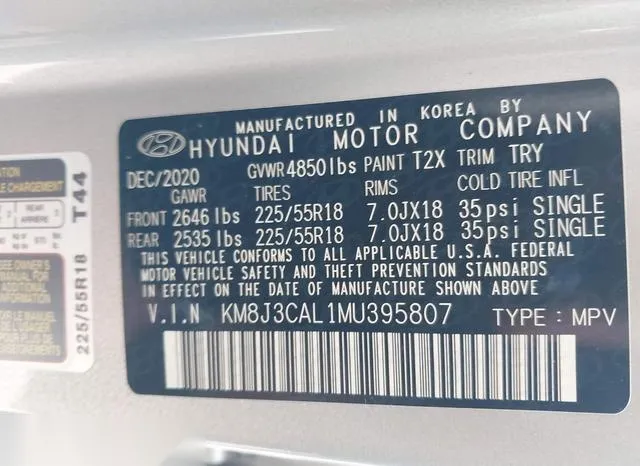 KM8J3CAL1MU395807 2021 2021 Hyundai Tucson- Limited 9