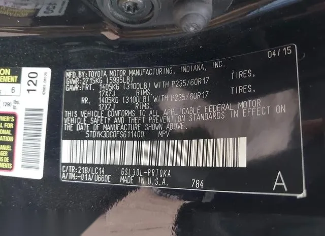 5TDYK3DC0FS611400 2015 2015 Toyota Sienna- Xle 8 Passenger 9