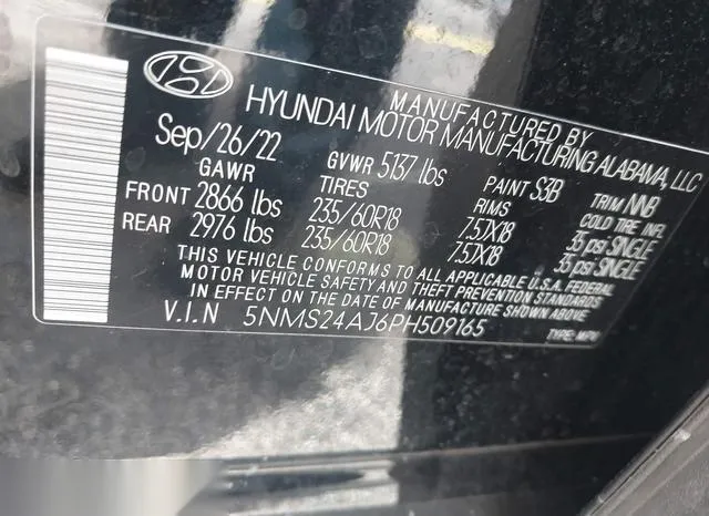 5NMS24AJ6PH509165 2023 2023 Hyundai Santa Fe- Sel 9