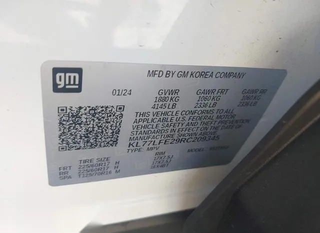 KL77LFE29RC209345 2024 2024 Chevrolet Trax- Fwd Sp 9