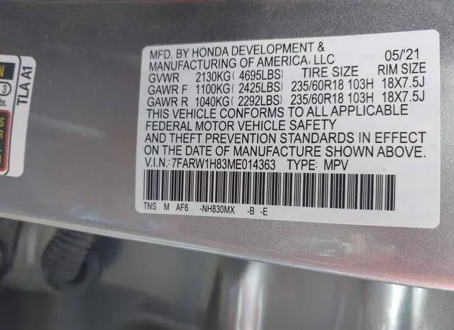 7FARW1H83ME014363 2021 2021 Honda CR-V- 2Wd Ex-L 9