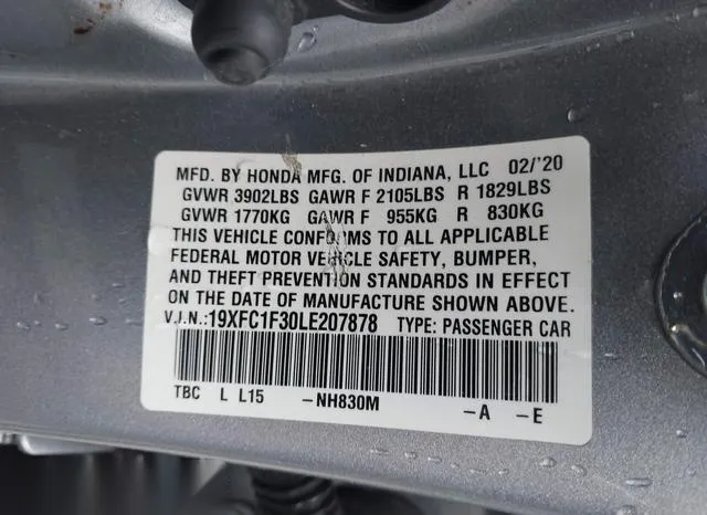 19XFC1F30LE207878 2020 2020 Honda Civic- EX 9