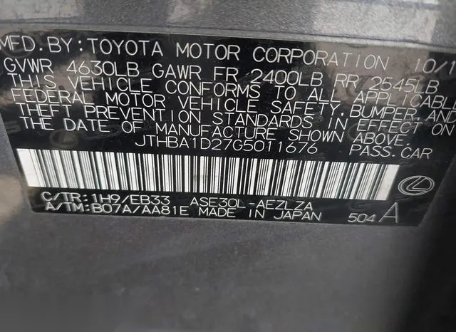 JTHBA1D27G5011676 2016 2016 Lexus IS- 200T 9