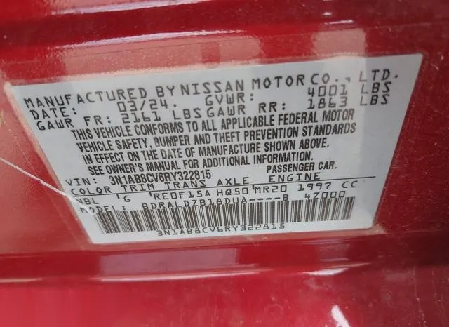 3N1AB8CV6RY322815 2024 2024 Nissan Sentra- Sv Xtronic Cvt 9