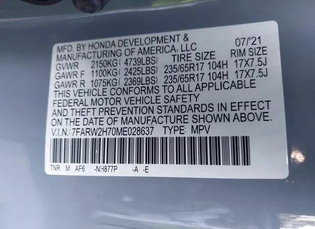 7FARW2H70ME028637 2021 2021 Honda CR-V- Special Edition 9