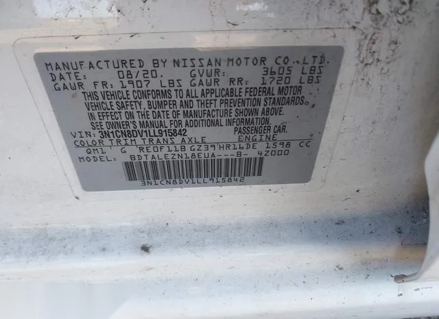 3N1CN8DV1LL915842 2020 2020 Nissan Versa- S Xtronic Cvt 9