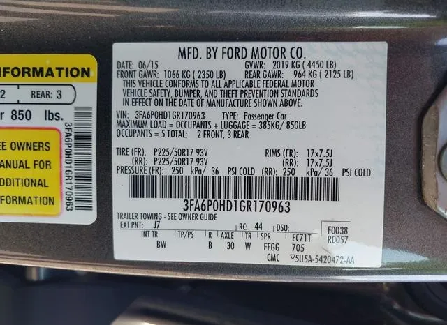 3FA6P0HD1GR170963 2016 2016 Ford Fusion- SE 9