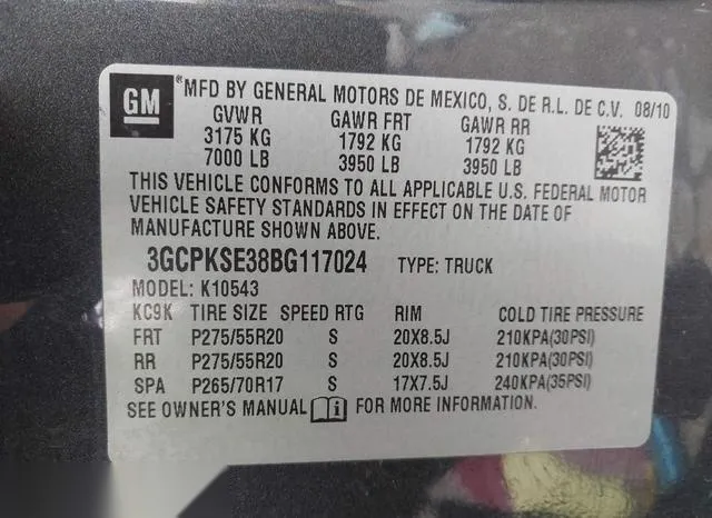 3GCPKSE38BG117024 2011 2011 Chevrolet Silverado 1500- LT 9