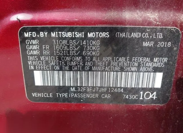 ML32F3FJ7JHF12484 2018 2018 Mitsubishi Mirage- G4 ES 9