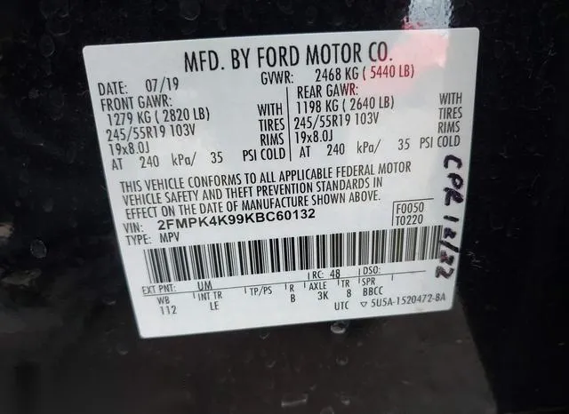 2FMPK4K99KBC60132 2019 2019 Ford Edge- Titanium 9