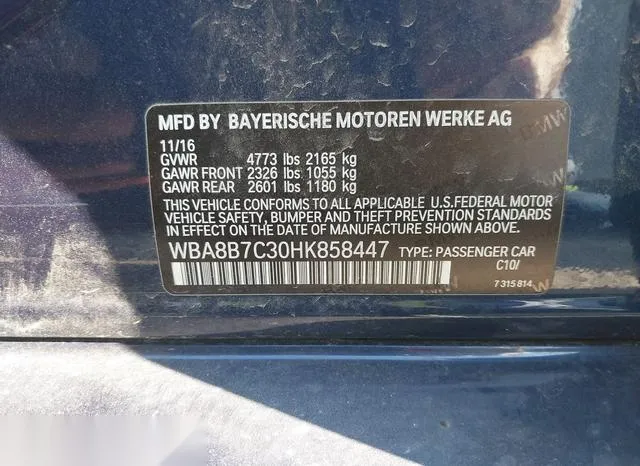 WBA8B7C30HK858447 2017 2017 BMW 3 Series- 340I Xdrive 9