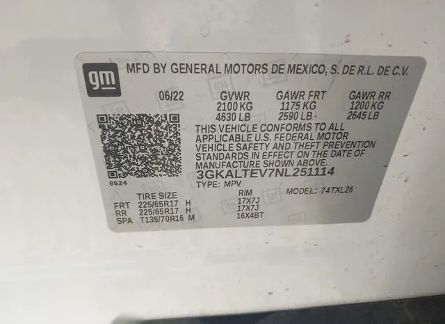 3GKALTEV7NL251114 2022 2022 GMC Terrain- Awd Sle 9