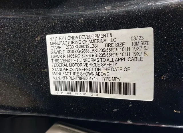 5FNRL6H78PB051745 2023 2023 Honda Odyssey- Sport 9