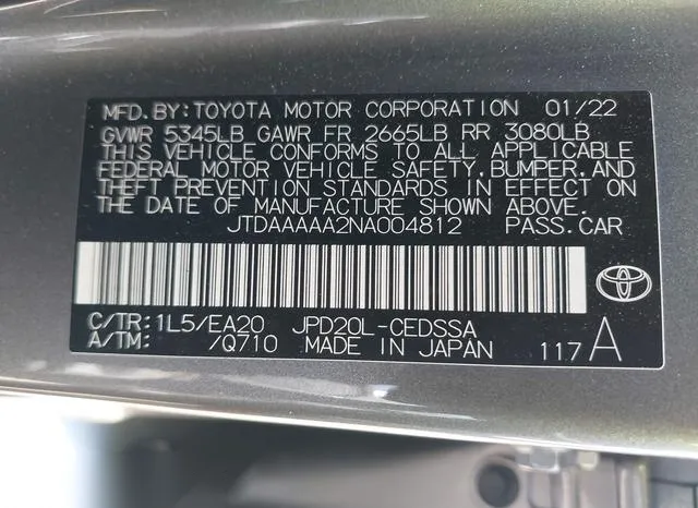 JTDAAAAA2NA004812 2022 2022 Toyota Mirai- Xle 9