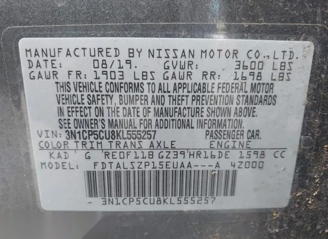 3N1CP5CU8KL555257 2019 2019 Nissan Kicks- SV 9