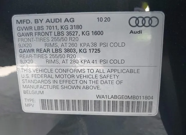 WA1LABGE0MB011804 2021 2021 Audi E-Tron- Premium Plus Quattro 9