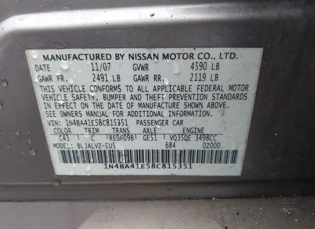 1N4BA41E58C815351 2008 2008 Nissan Maxima- 3-5 SE 9