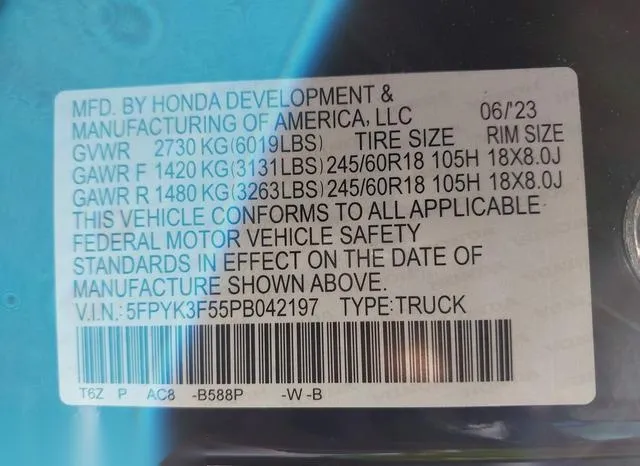 5FPYK3F55PB042197 2023 2023 Honda Ridgeline- Rtl 9