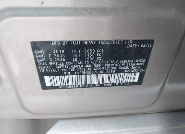 4S3BNBC67F3014989 2015 2015 Subaru Legacy- 2-5I Premium 9