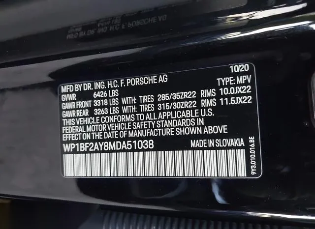 WP1BF2AY8MDA51038 2021 2021 Porsche Cayenne Coupe- Turbo 9