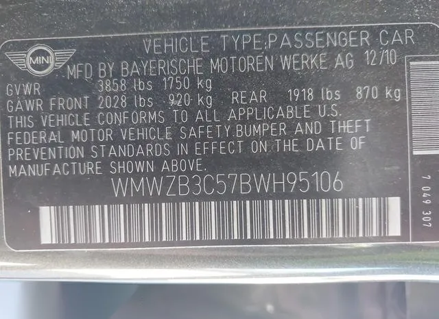 WMWZB3C57BWH95106 2011 2011 Mini Cooper- Countryman 9