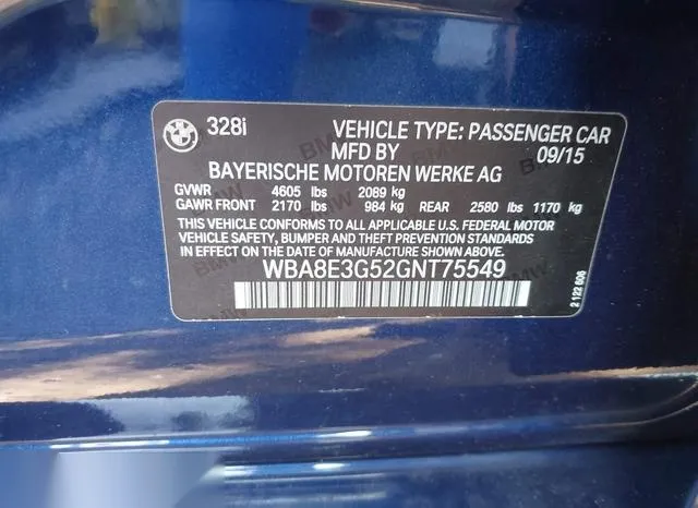 WBA8E3G52GNT75549 2016 2016 BMW 3 Series- 328I Xdrive 9